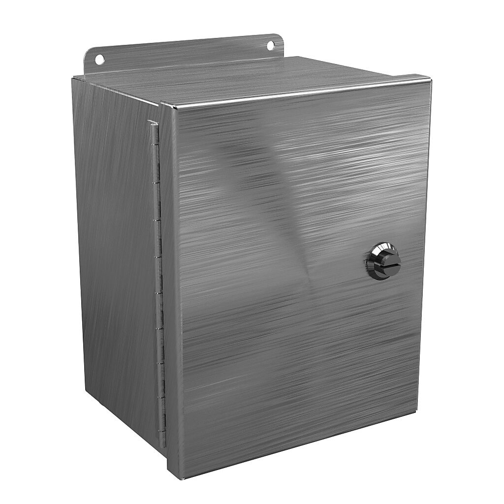 BN4100806CHQTSS - Wiegmann Ultimate Mini-Max series enclosure, NEMA 4/4X/12, 10 x 8 x 6in (HxWxD), wall mount, 304 stainless steel, No. 3 intermediate polished finish, single-door, 1/4-turn semi-flush oil-tight latch.