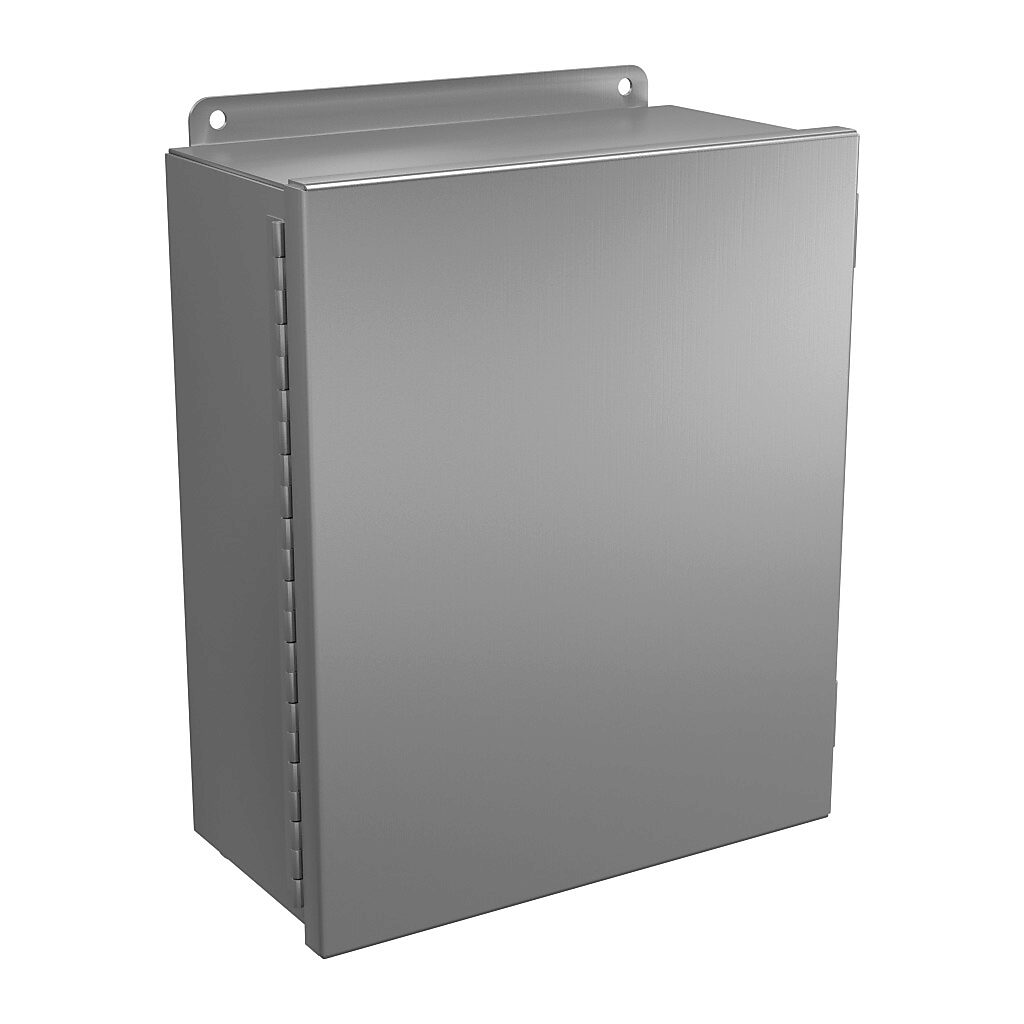 BN4121005CHAL - Wiegmann enclosure, NEMA 4/4X/12/13, 12 x 10 x 5in (HxWxD), wall mount, 5052-H32 aluminum, No. 3 intermediate polished finish, single-door, stainless steel clamps.