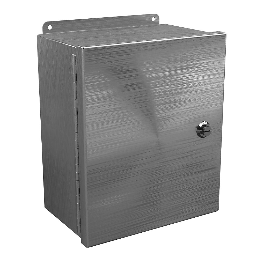 BN4121006CHQTSS - Wiegmann Ultimate Mini-Max series enclosure, NEMA 4/4X/12, 12 x 10 x 6in (HxWxD), wall mount, 304 stainless steel, No. 3 intermediate polished finish, single-door, 1/4-turn semi-flush oil-tight latch.