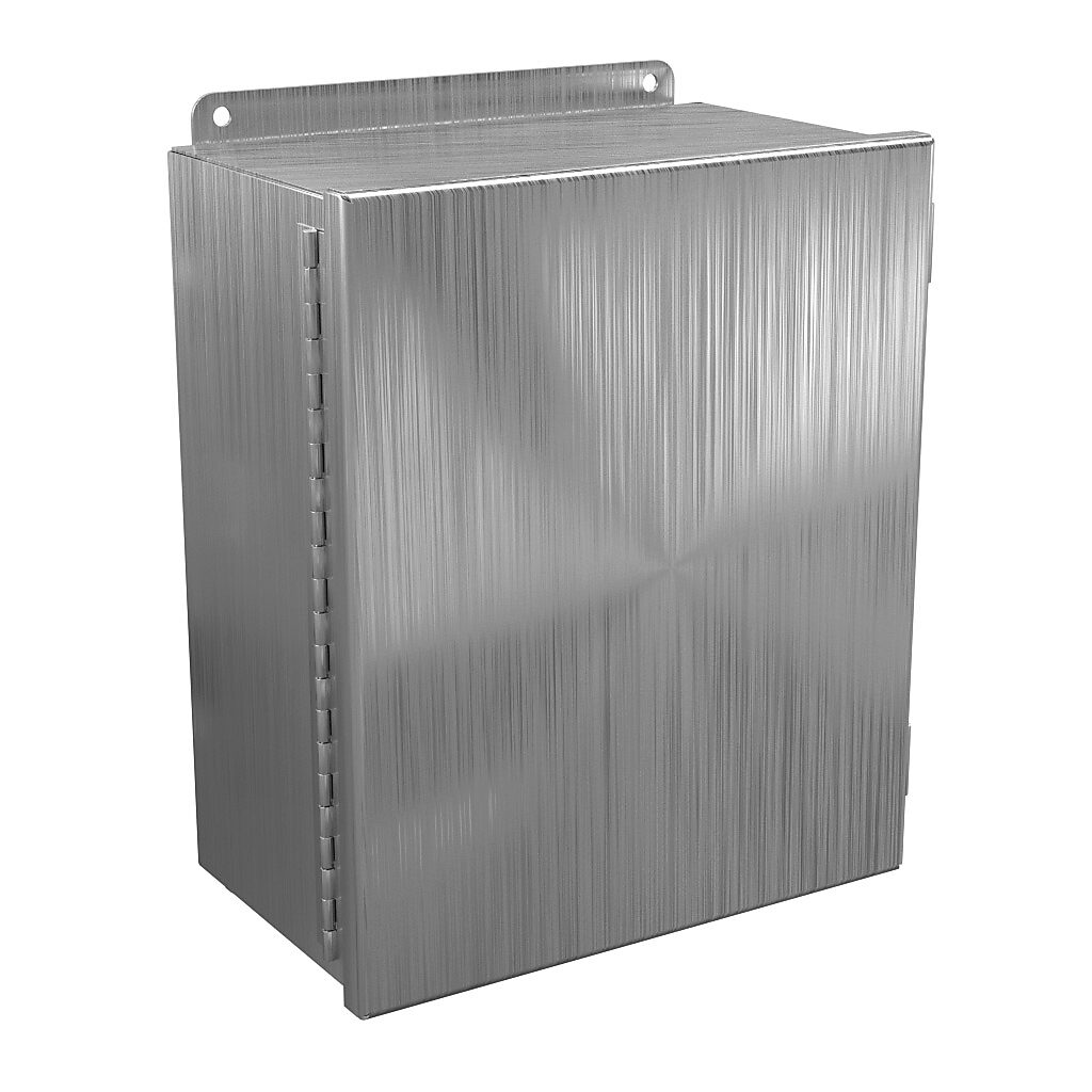 BN4121006CHSS - Wiegmann enclosure, NEMA 4/4X/12/13, 12 x 10 x 6in (HxWxD), wall mount, 304 stainless steel, No. 3 intermediate polished finish, single-door, stainless steel clamps.