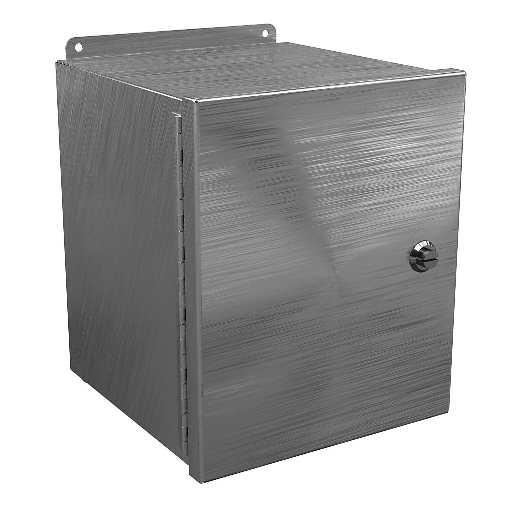 BN4121010CHQTSS - Wiegmann Ultimate Mini-Max series enclosure, NEMA 4/4X/12, 12 x 10 x 10in (HxWxD), wall mount, 304 stainless steel, No. 3 intermediate polished finish, single-door, 1/4-turn semi-flush oil-tight latch.