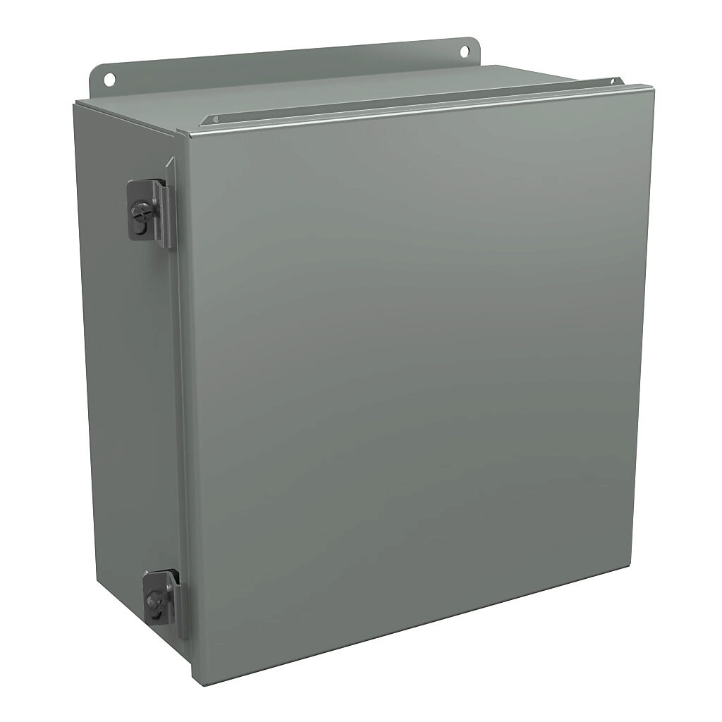 BN4121206CH - Wiegmann enclosure, NEMA 4/12/13, 12 x 12 x 6in (HxWxD), wall mount, carbon steel, ANSI 61 gray, powder coat finish, single-door, stainless steel clamps.