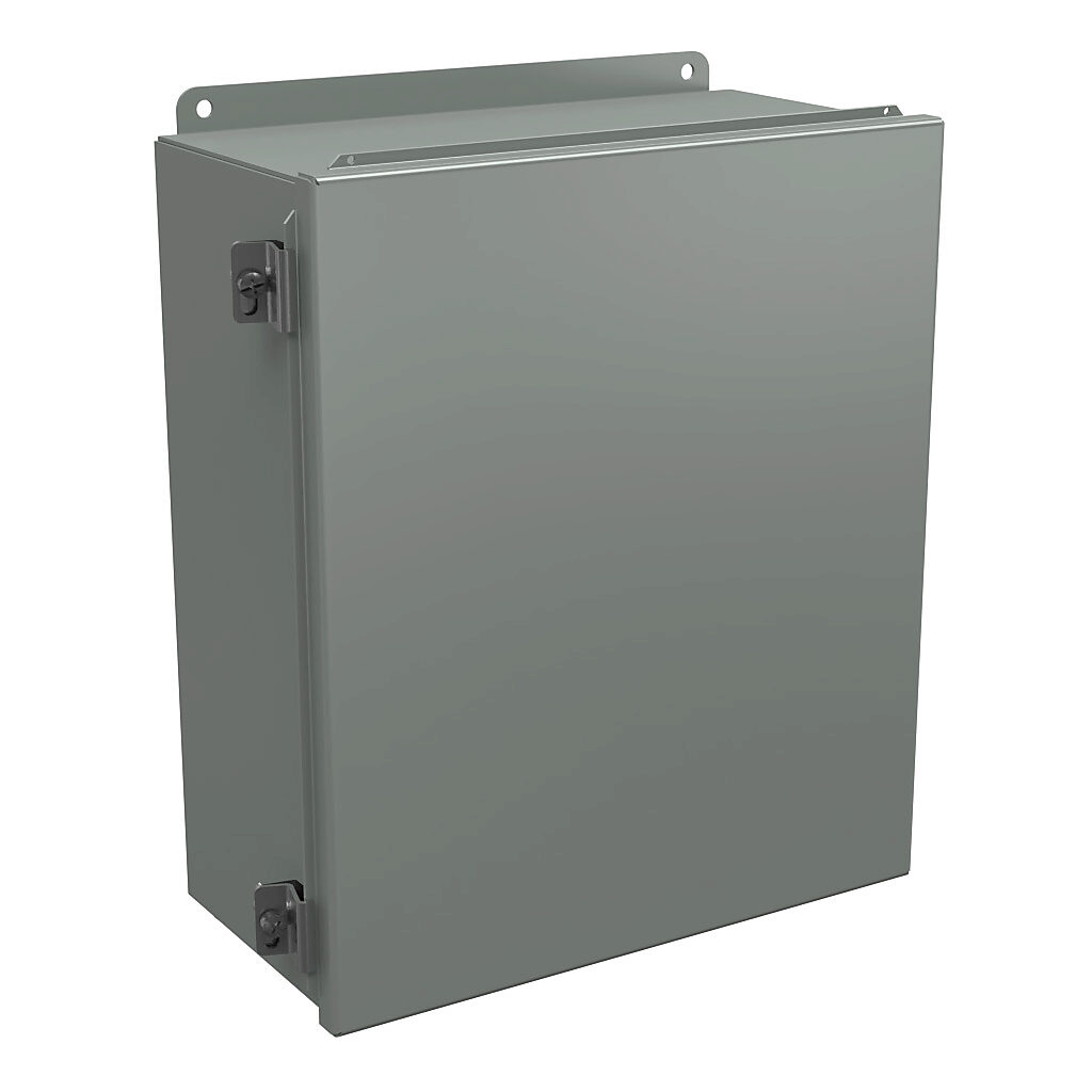 BN4141206CH - Wiegmann enclosure, NEMA 4/12/13, 14 x 12 x 6in (HxWxD), wall mount, carbon steel, ANSI 61 gray, powder coat finish, single-door, stainless steel clamps.