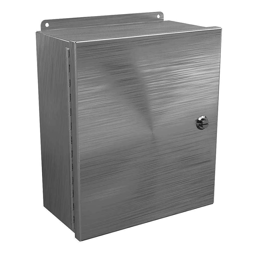 BN4141206CHQTSS - Wiegmann Ultimate Mini-Max series enclosure, NEMA 4/4X/12, 14 x 12 x 6in (HxWxD), wall mount, 304 stainless steel, No. 3 intermediate polished finish, single-door, 1/4-turn semi-flush oil-tight latch.