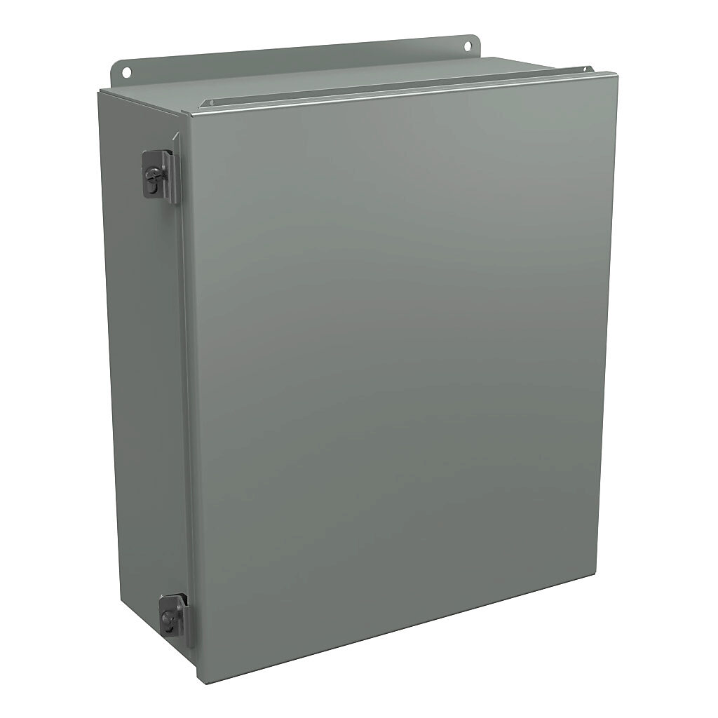 BN4161406CH - Wiegmann enclosure, NEMA 4/12/13, 16 x 14 x 6in (HxWxD), wall mount, carbon steel, ANSI 61 gray, powder coat finish, single-door, stainless steel clamps.