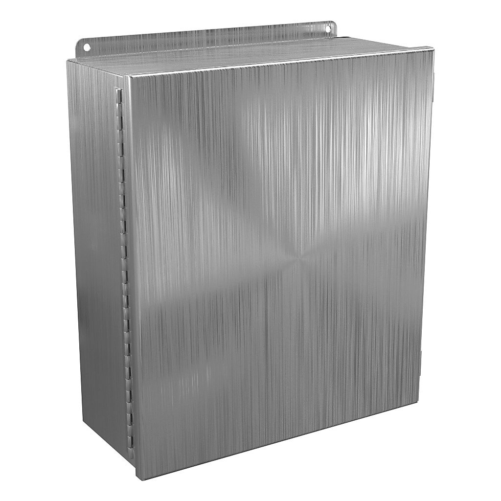 BN4161406CHSS - Wiegmann enclosure, NEMA 4/4X/12/13, 16 x 14 x 6in (HxWxD), wall mount, 304 stainless steel, No. 3 intermediate polished finish, single-door, stainless steel clamps.