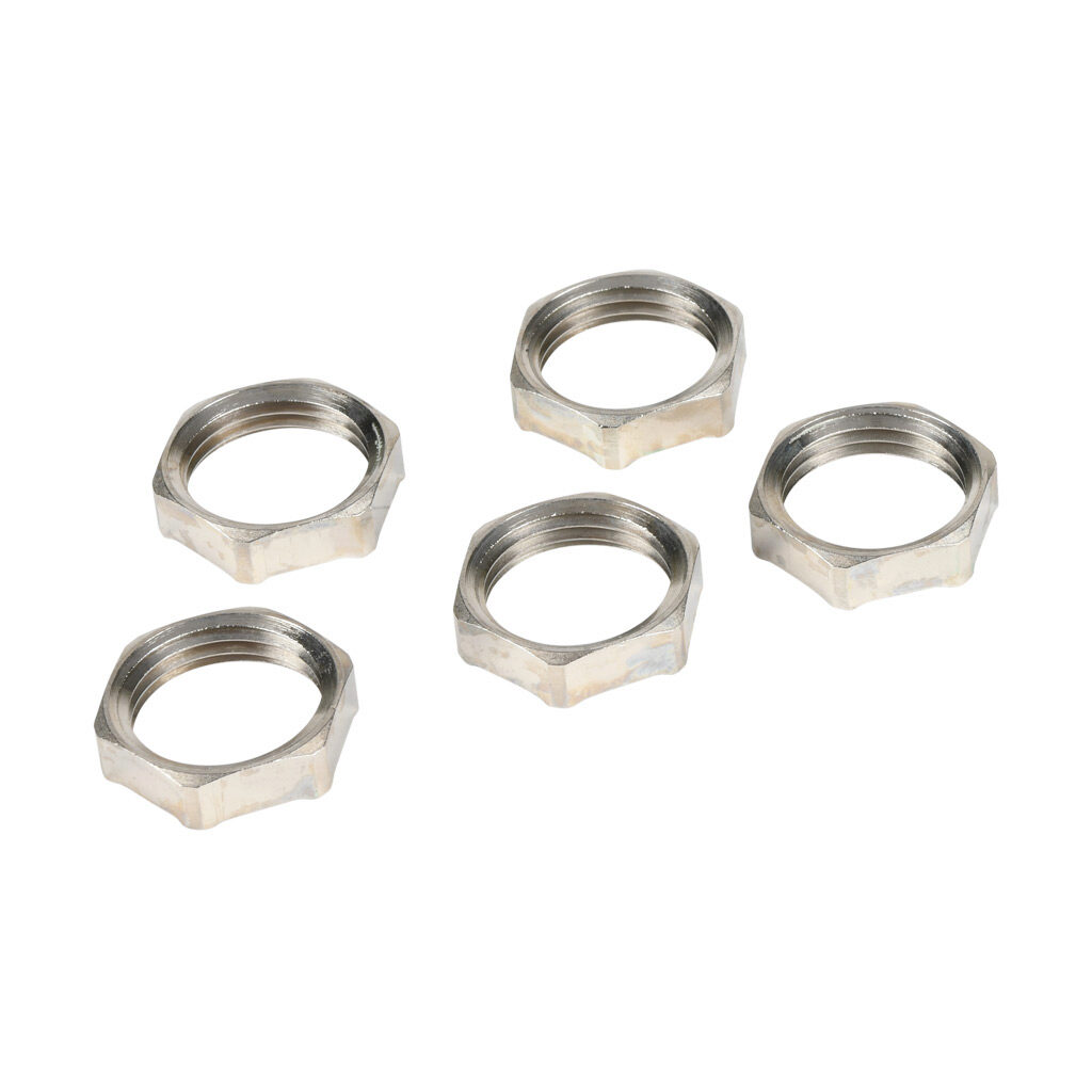 BNEL-02 - Bimed EMC hex nut, 1/2in NPT thread type, nickel-plated brass. Package of 5.
