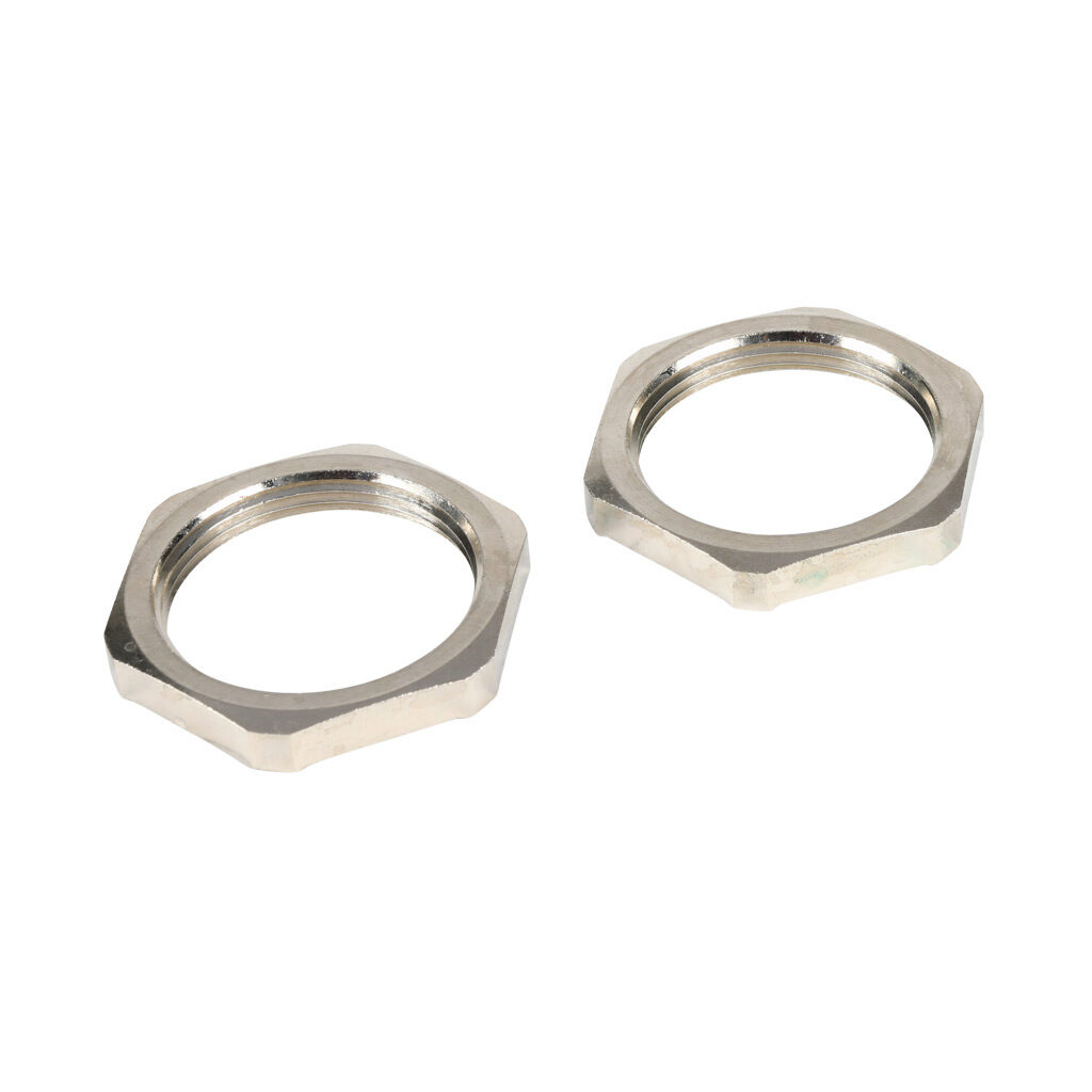 BNEL-06 - Bimed EMC hex nut, 1-1/2in NPT thread type, nickel-plated brass. Package of 2.