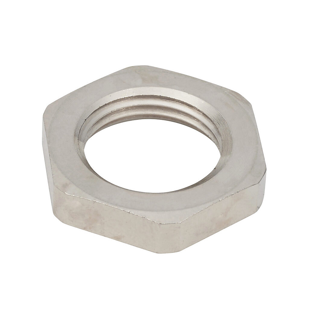 BNLN-01 - Bimed hex nut, 3/8in NPT thread type, nickel-plated brass. Package of 5.