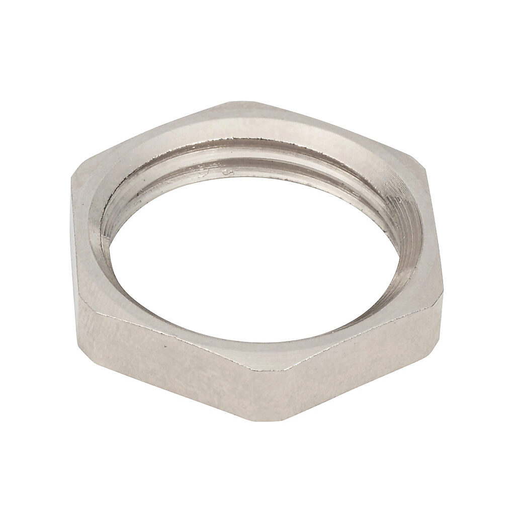 BNLN-02 - Bimed hex nut, 1/2in NPT thread type, nickel-plated brass. Package of 5.