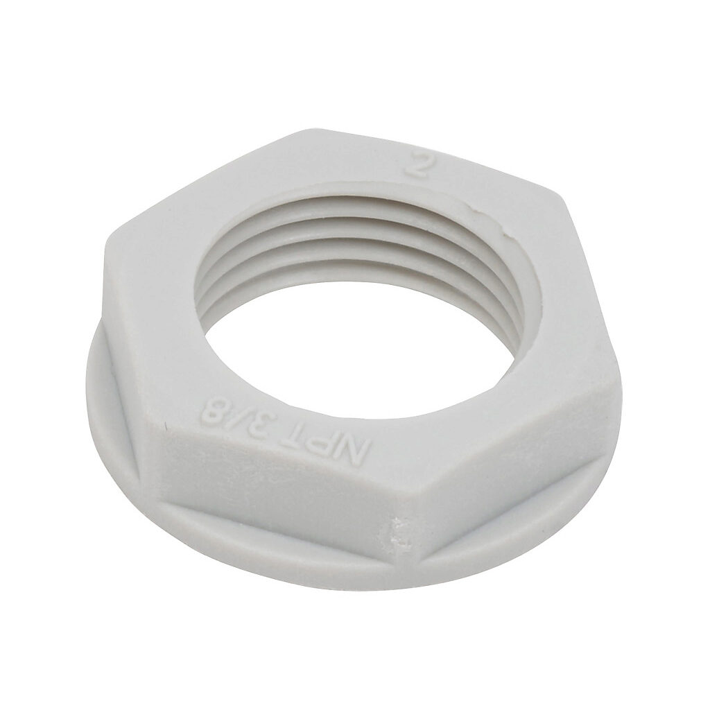 BPL-11 - Bimed hex nut, 3/8in NPT thread type, polyamide, light gray. Package of 5.