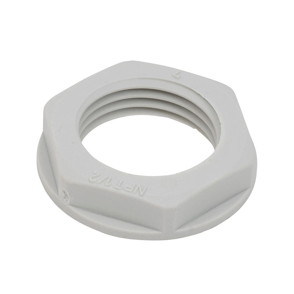 BPL-12 - Bimed hex nut, 1/2in NPT thread type, polyamide, light gray. Package of 5.