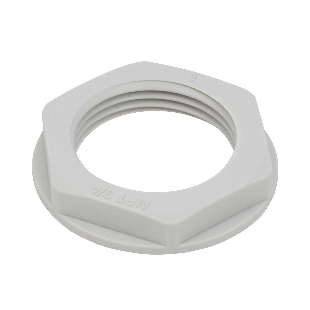 BPL-13 - Bimed hex nut, 3/4in NPT thread type, polyamide, light gray. Package of 5.