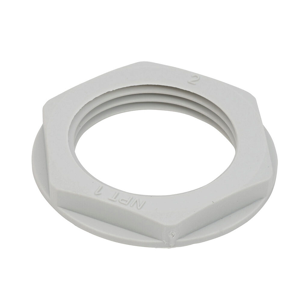 BPL-14 - Bimed hex nut, 1in NPT thread type, polyamide, light gray. Package of 5.