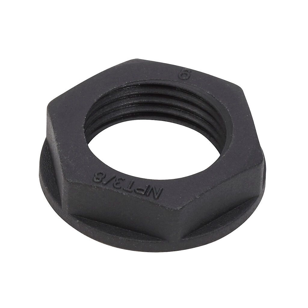 BPL-21 - Bimed hex nut, 3/8in NPT thread type, polyamide, black. Package of 5.