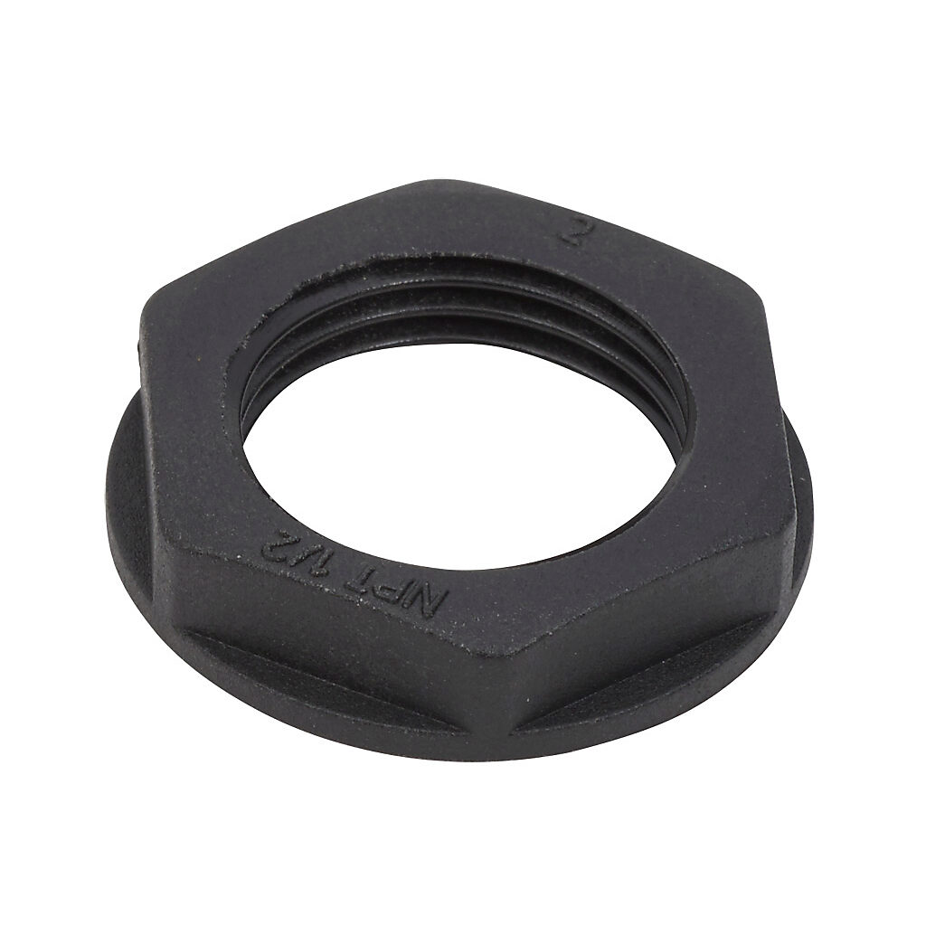BPL-22 - Bimed hex nut, 1/2in NPT thread type, polyamide, black. Package of 5.