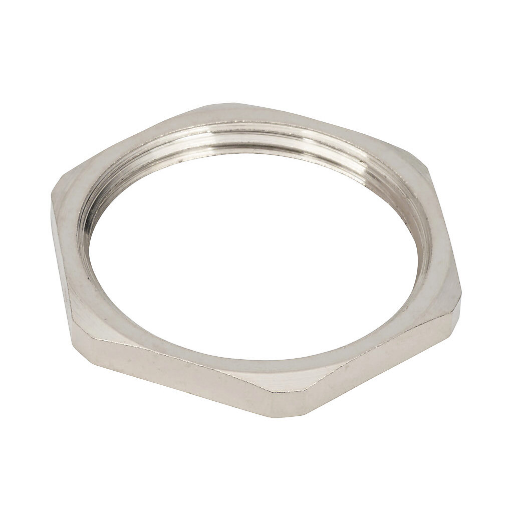 BSL-06 - Bimed hex nut, PG21 thread type, nickel-plated brass. Package of 5.