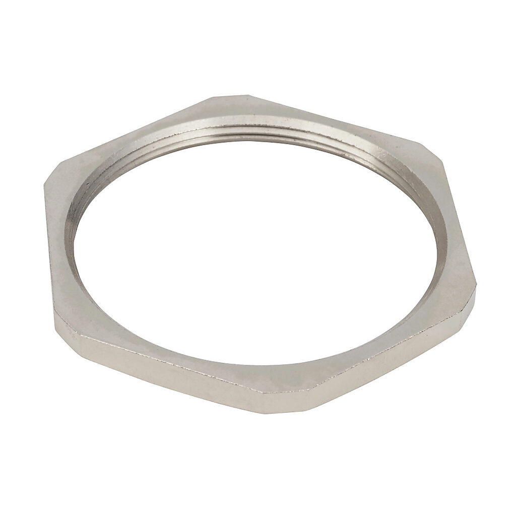 BSL-09 - Bimed hex nut, PG42 thread type, nickel-plated brass.