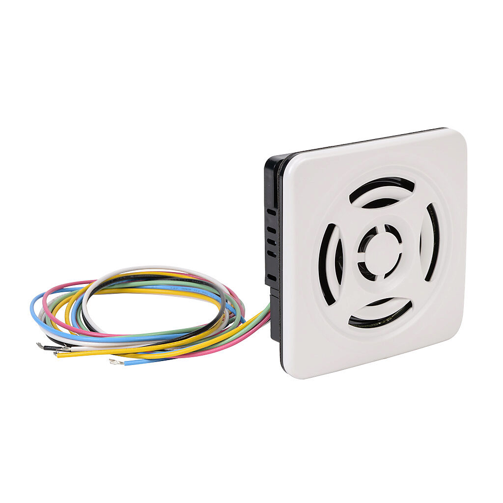 BSV-24P-W - Patlite audible alarm, 85 dB at 1m, 246 Hz to 2.9 kHz tone frequency, (15) selectable tone(s), 12-24 VDC, panel or surface mount, polycarbonate housing, off-white, IP54.