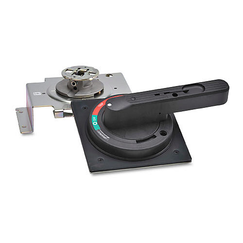 BW9V0HA - Fuji Electric rotary handle, pistol, black, external front mount, 2-position, lockable in OFF only, defeatable, IP54. For use with Fuji Electric 400A frame MCCBs. 0.4in shaft and operator included.