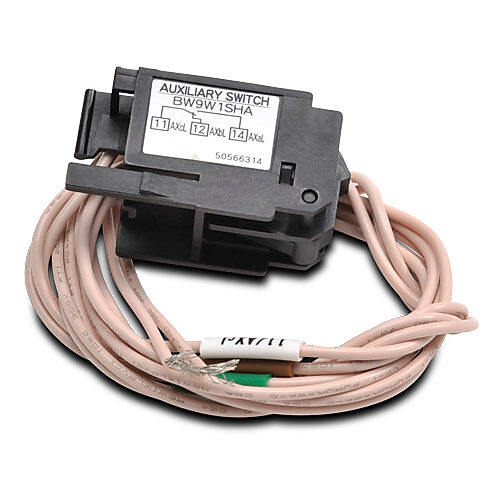 BW9W1SHA - Fuji Electric field installable auxiliary contact, left side mount, SPDT contact(s), 5A @ 125 VAC, 19.69in 20AWG lead wires. For use with Fuji Electric 400A, 630A and 800A frame MCCBs.