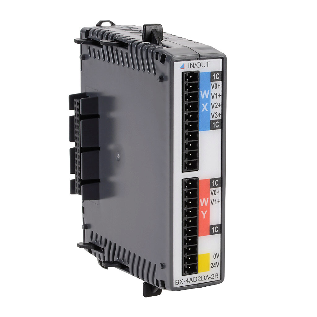BX-4AD2DA-2B - BRX analog combo module, Input: 4-channel, voltage, 0-5 VDC, 0-10 VDC, +/- 5 VDC and +/- 10 VDC, Output: 2-channel, voltage, 0-5 VDC, 0-10 VDC, +/- 5 VDC and +/- 10 VDC.