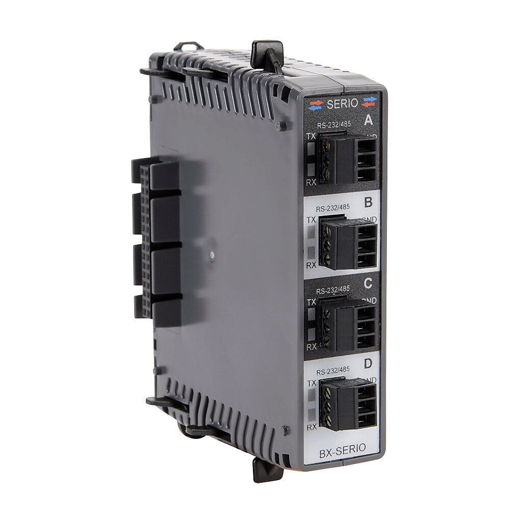 BX-SERIO - BRX communication module, Do-more protocol, Modbus RTU and ASCII, 4 ports, buffered, (4) RS-232/RS-485 (3-pin terminal) port(s). For use with all BRX PLCs. (4) BX-RTB03S terminal blocks included.