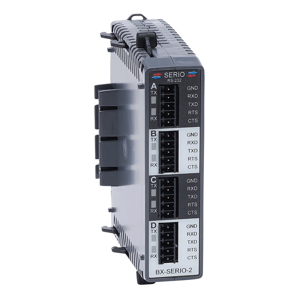 BX-SERIO-2 - BRX communication module, Do-more protocol, Modbus RTU and ASCII, 4 ports, buffered, (4) RS-232 (5-pin terminal) port(s). For use with all BRX MPUs. (4) BX-RTB05S terminal blocks included.