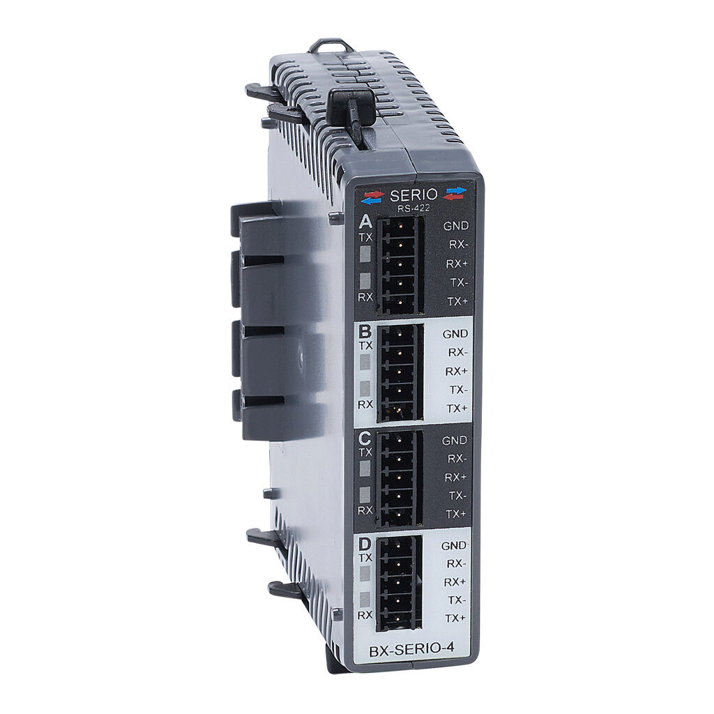 BX-SERIO-4 - BRX communication module, Do-more protocol, Modbus RTU and ASCII, 4 ports, buffered, (4) RS-422 (5-pin terminal) port(s). For use with all BRX MPUs. (4) BX-RTB05S terminal blocks included.