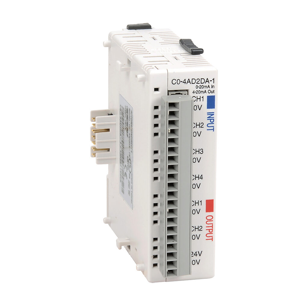 C0-4AD2DA-1 - CLICK analog combo module, Input: 4-channel, current, 0-20 mA, Output: 2-channel, current, 4-20 mA.