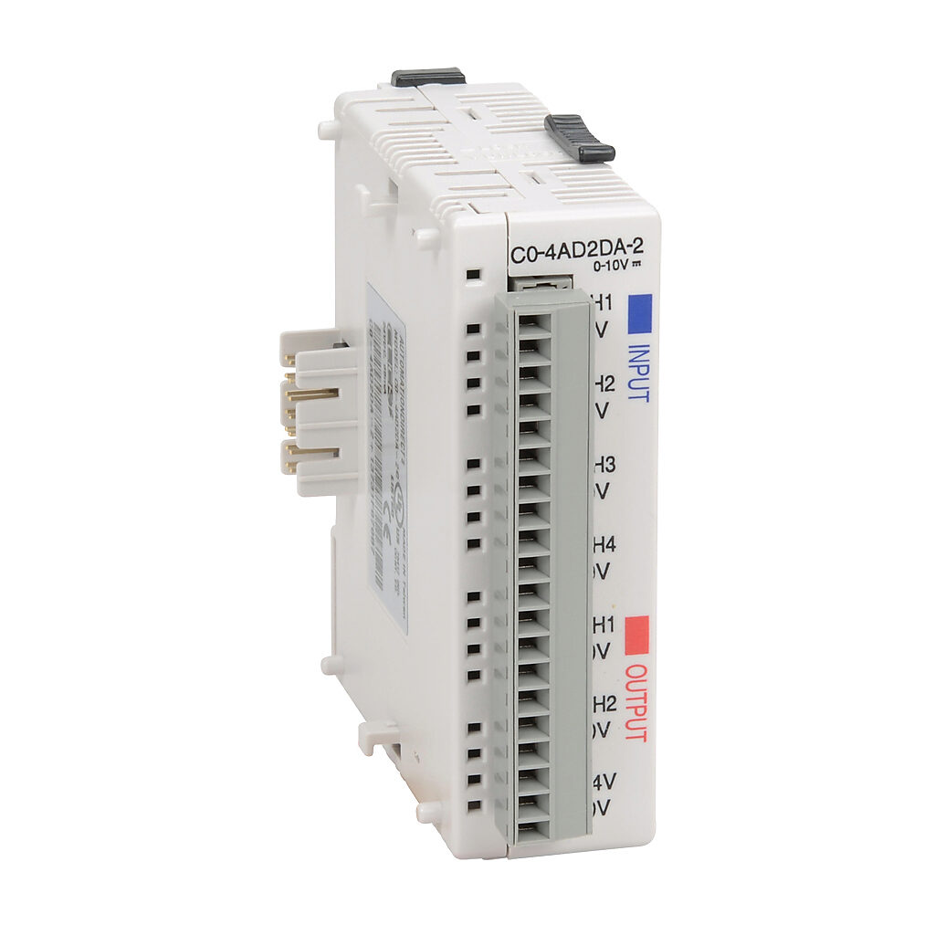 C0-4AD2DA-2 - CLICK analog combo module, Input: 4-channel, voltage, 0-10 VDC, Output: 2-channel, voltage, 0-10 VDC.