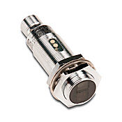C18P-AP-1E - AutomationDirect photoelectric sensor, tubular, threaded, polarized retroreflective, visible red, 2m sensing distance, dark-on, PNP, 3-wire, 4-pin M12 quick-disconnect.