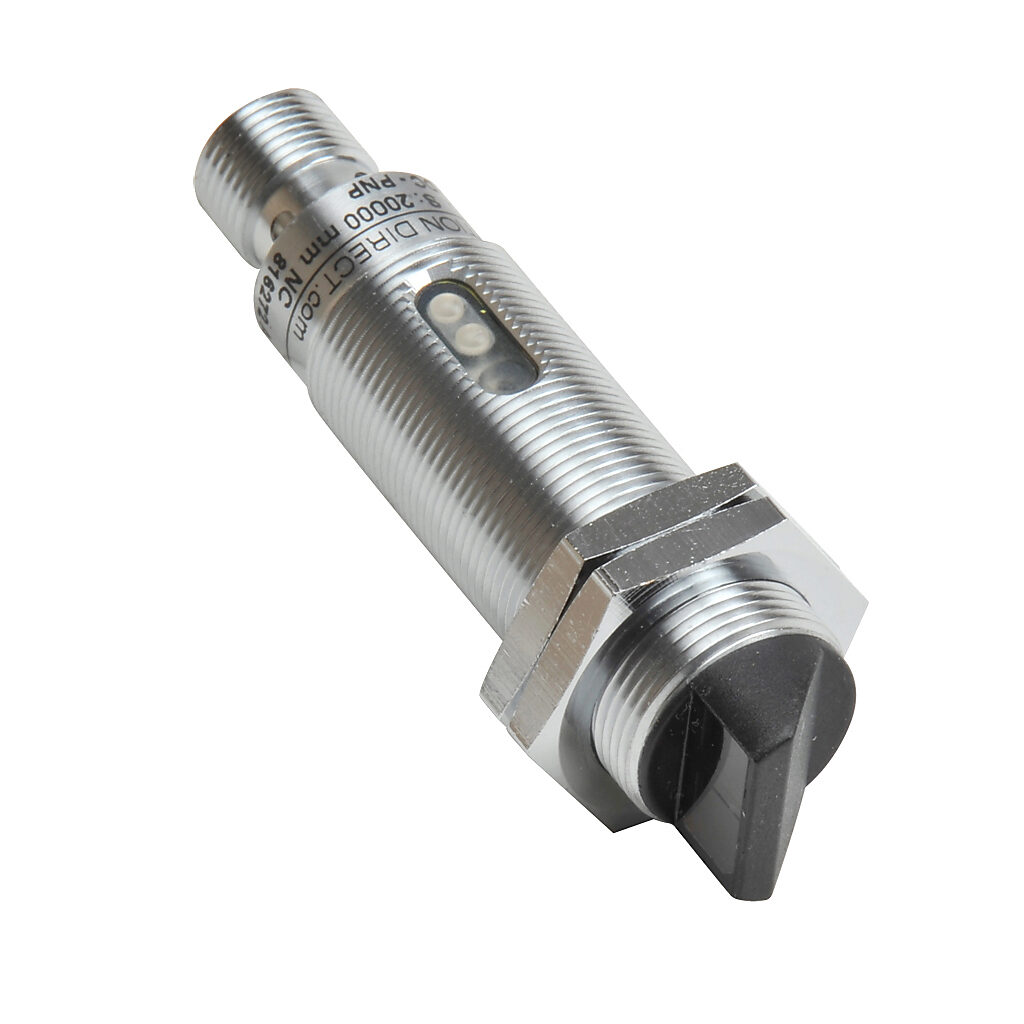 C18R-0P-2E - AutomationDirect photoelectric sensor, tubular, threaded, through-beam receiver, right-angle lens, 6m sensing distance, complementary light-on/dark-on, PNP, 10-36 VDC operating voltage, 18mm diameter x 61.5mm body, metal, 4-wire, 4-pi...