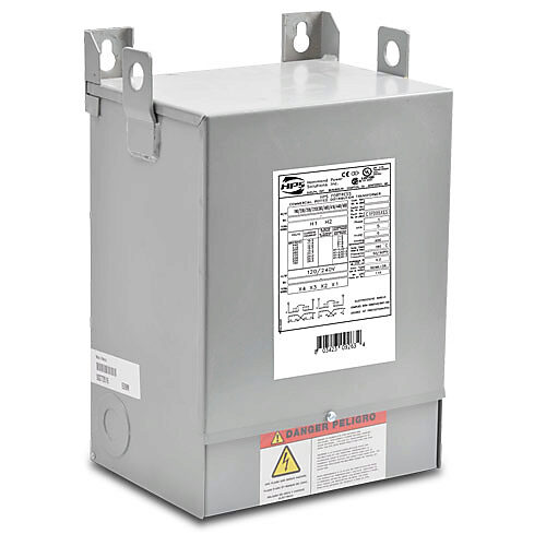 C1F003XES - Hammond general purpose transformer, encapsulated core, 3 kVA, 1-phase, 190-480 VAC selectable, 120/240 VAC secondary, 50/60 Hz, electrostatic shield, NEMA 3R, wall mount.