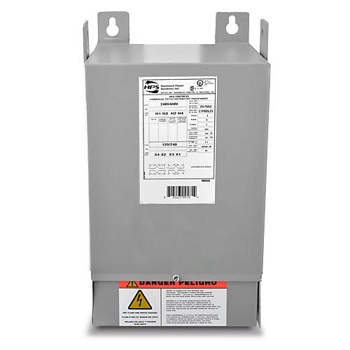 C1F007LES - Hammond general purpose transformer, encapsulated core, 7.5 kVA, 1-phase, 240/480 VAC, 120/240 VAC secondary, 60 Hz, electrostatic shield, NEMA 3R, wall mount.