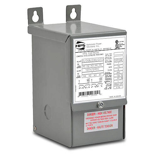 C1FC50WE - Hammond general purpose transformer, encapsulated core, 500 VA, 1-phase, 120-277 VAC selectable, 120/240 VAC secondary, 60 Hz, NEMA 3R, wall mount.
