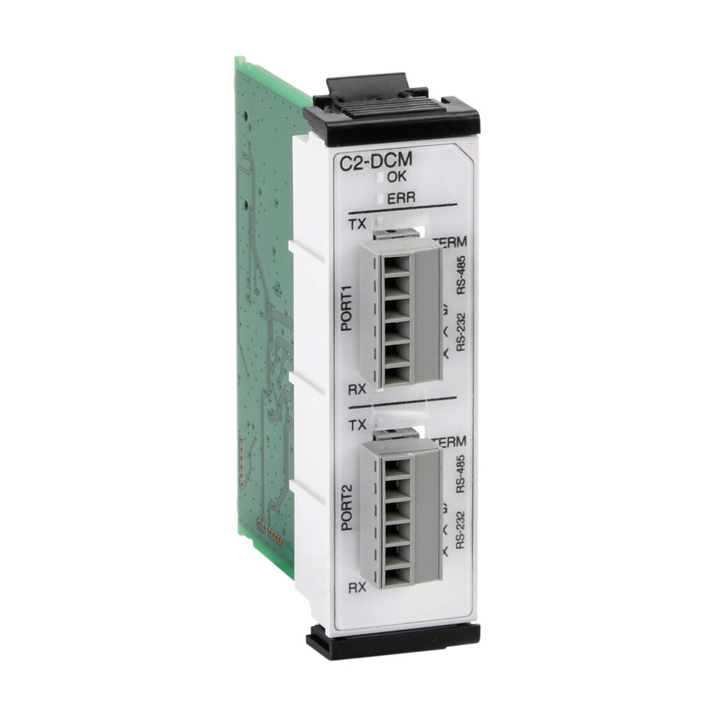 C2-DCM - CLICK PLUS communication module, Modbus RTU and ASCII, 2 ports, (2) RS-232/RS-485 (6-pin terminal) port(s). For use with all CLICK PLUS PLCs. (2) C2-6TB terminal blocks included.