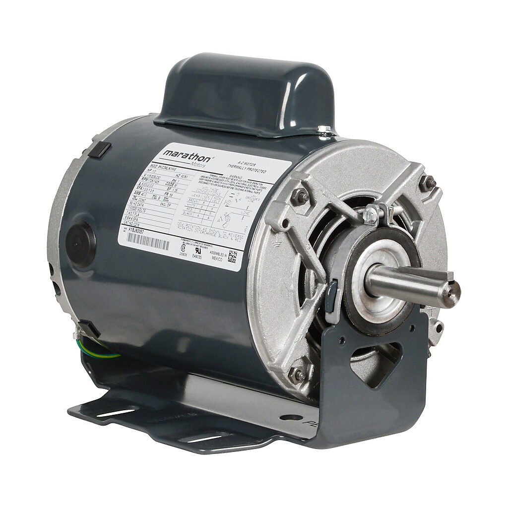 C216 - Marathon standard efficiency AC induction motor, fan and blower, 1/3hp, 1-phase, 115/208-230 VAC, 1800rpm, ODP, NEMA 56 frame, rolled steel, resilient base mount.