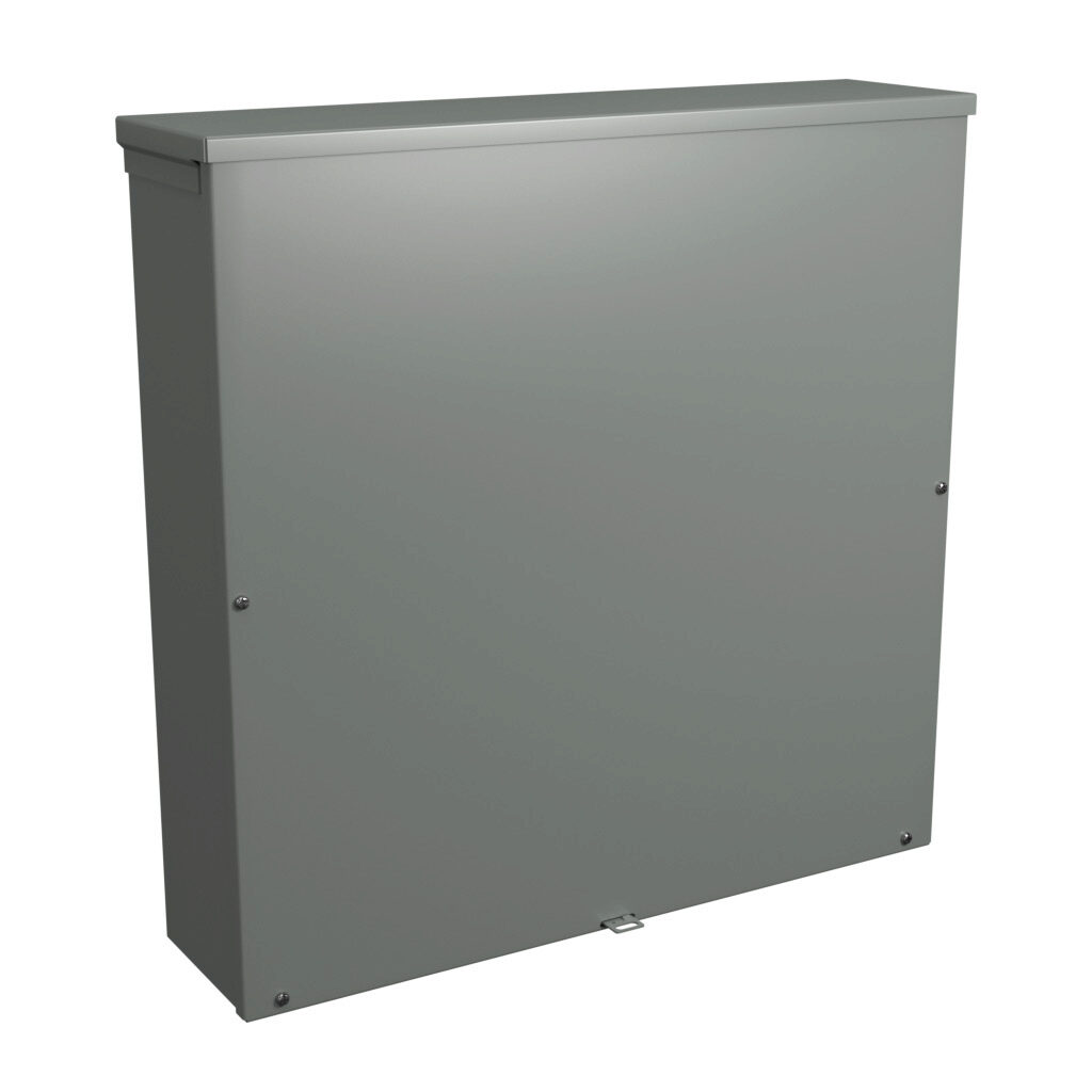 C3R24246SCNKO - Hammond enclosure, NEMA 3R, 24 x 24 x 6in (HxWxD), wall mount, galvanized steel, ANSI 61 gray, powder coat finish, screw cover, padlock hasp and staple.