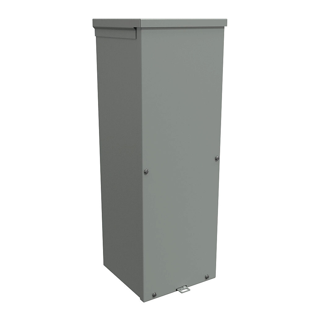 C3R2488SC - Hammond enclosure, NEMA 3R, 24 x 8 x 8in (HxWxD), wall mount, with knockouts, galvanized steel, ANSI 61 gray, powder coat finish, screw cover, padlock hasp and staple.