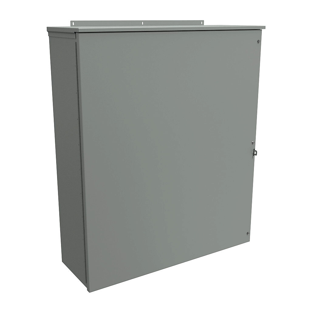 C3R423612HCR - Hammond enclosure, NEMA 3R, 42 x 36 x 12in (HxWxD), wall mount, galvanized steel, ANSI 61 gray, powder coat finish, hinged screw cover, padlock hasp and staple.