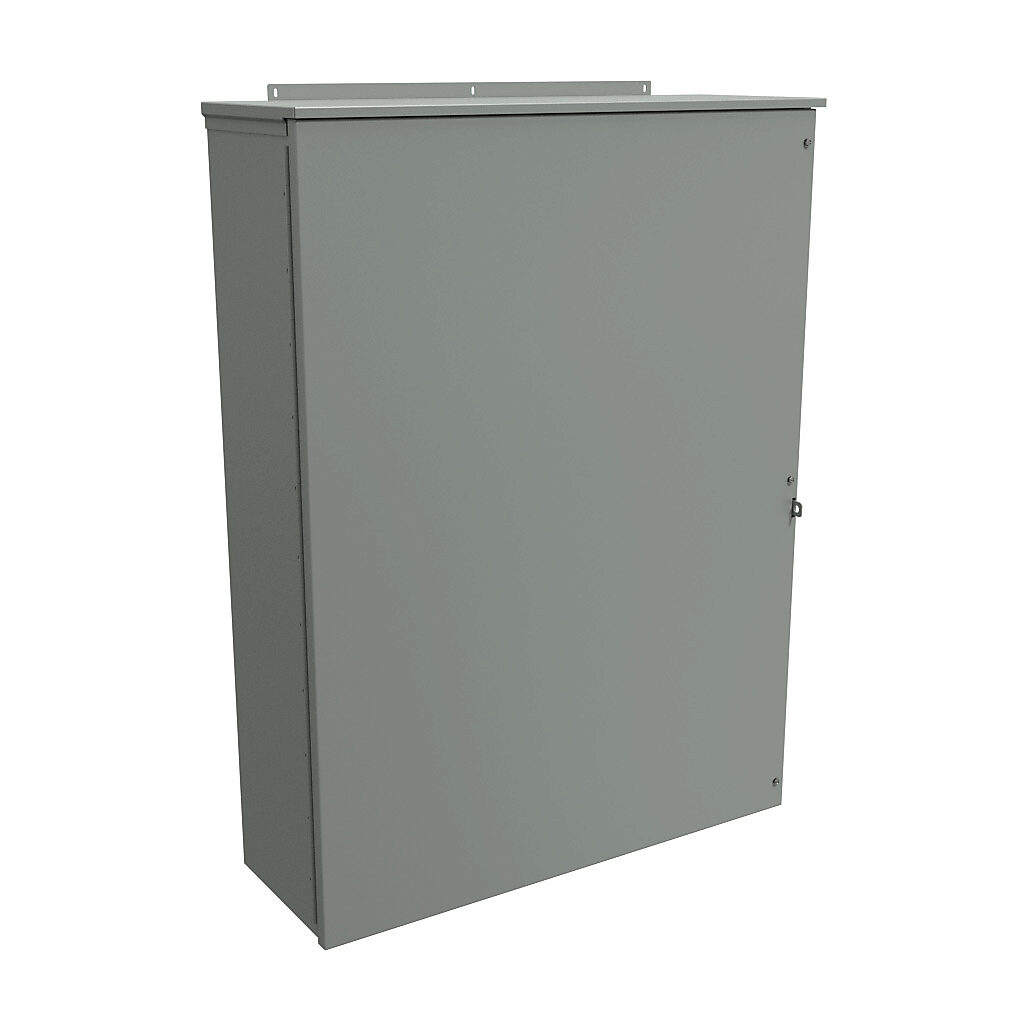 C3R483612HCR - Hammond enclosure, NEMA 3R, 48 x 36 x 12in (HxWxD), wall mount, galvanized steel, ANSI 61 gray, powder coat finish, hinged screw cover, padlock hasp and staple.