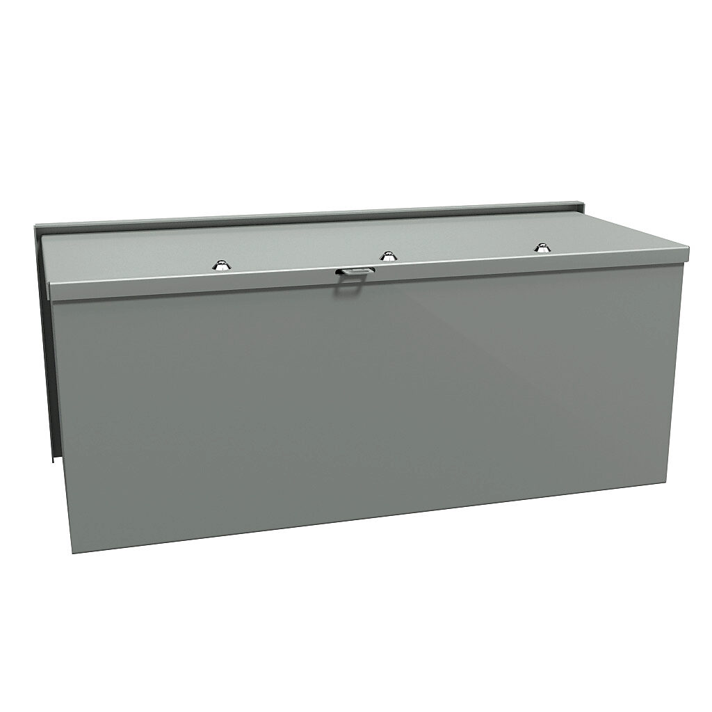 C3RWT1024 - Hammond wiring trough, 10 x 10 x 24in (HxDxL), NEMA 3R, wall mount, carbon steel, ANSI 61 gray, powder coat finish, screw cover.