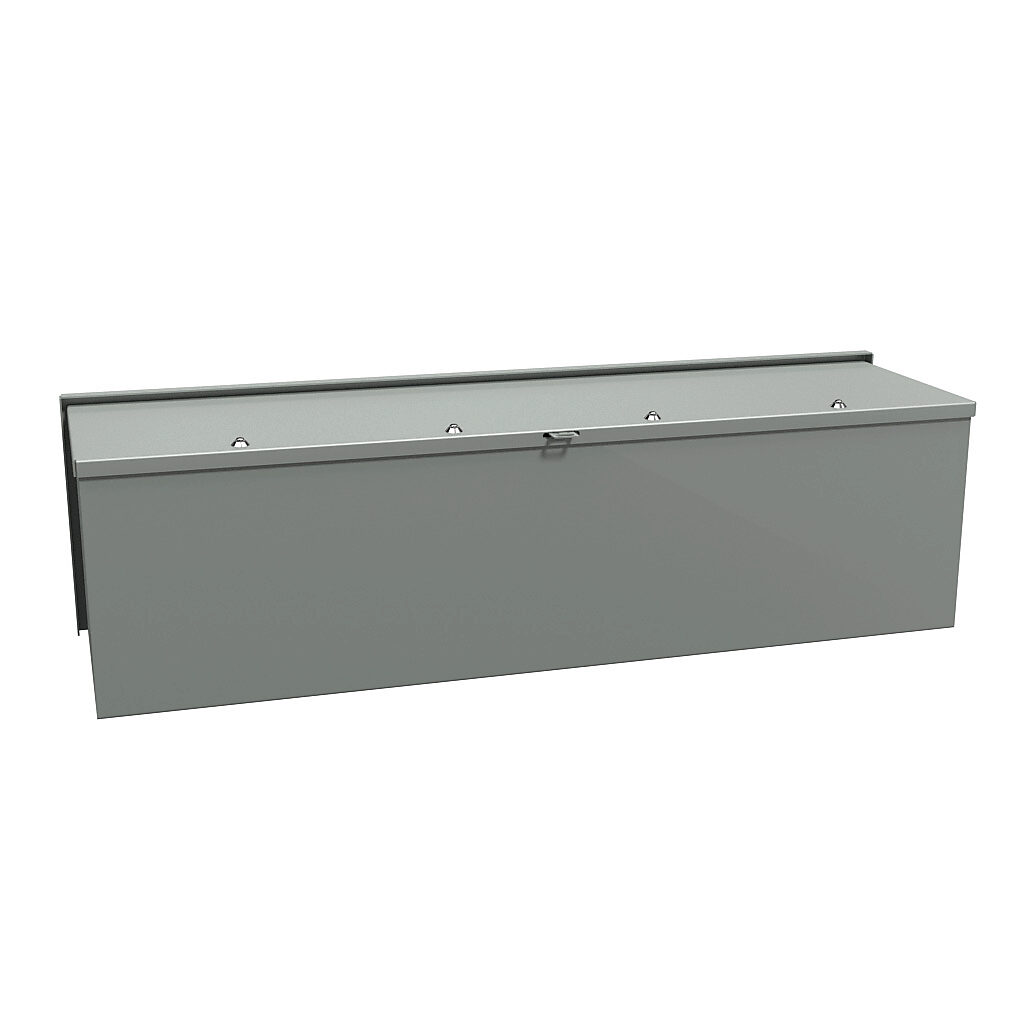 C3RWT1036 - Hammond wiring trough, 10 x 10 x 36in (HxDxL), NEMA 3R, wall mount, carbon steel, ANSI 61 gray, powder coat finish, screw cover.