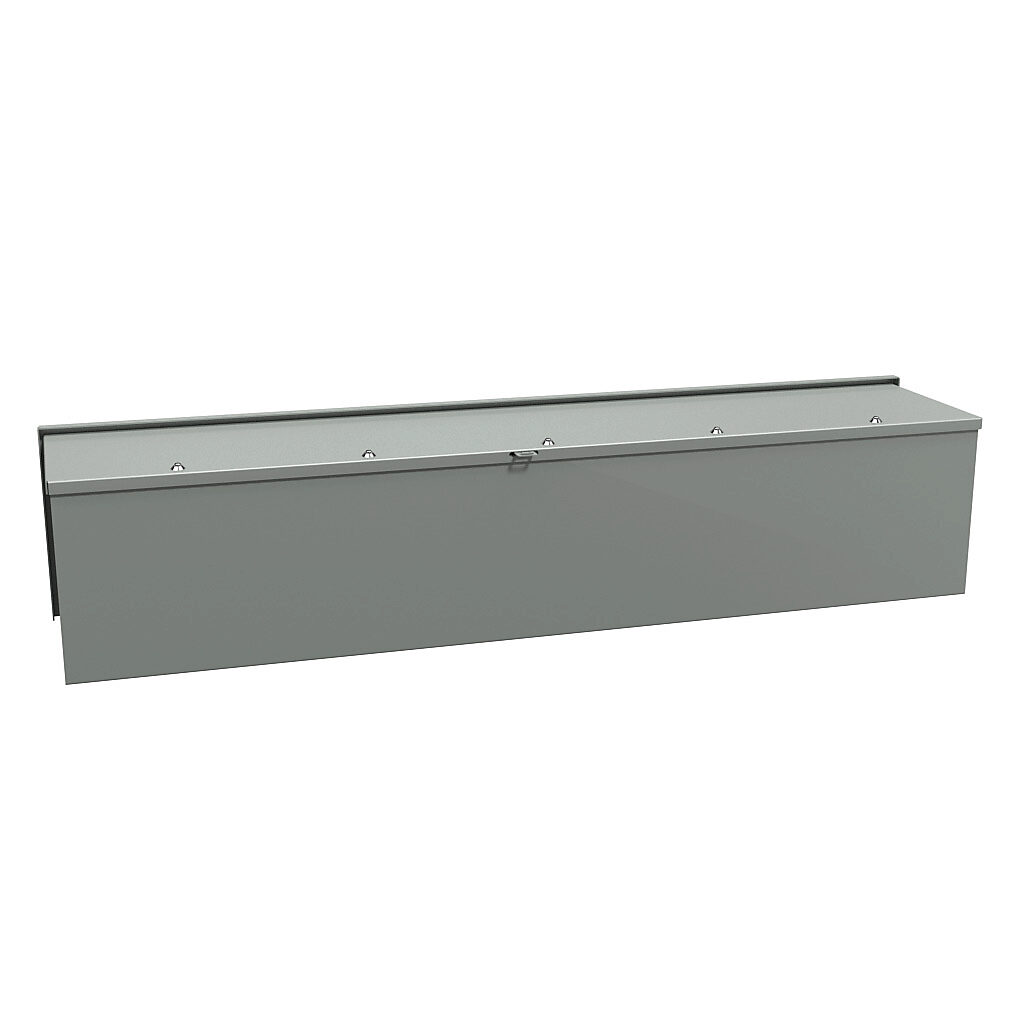 C3RWT1048 - Hammond wiring trough, 10 x 10 x 48in (HxDxL), NEMA 3R, wall mount, carbon steel, ANSI 61 gray, powder coat finish, screw cover.