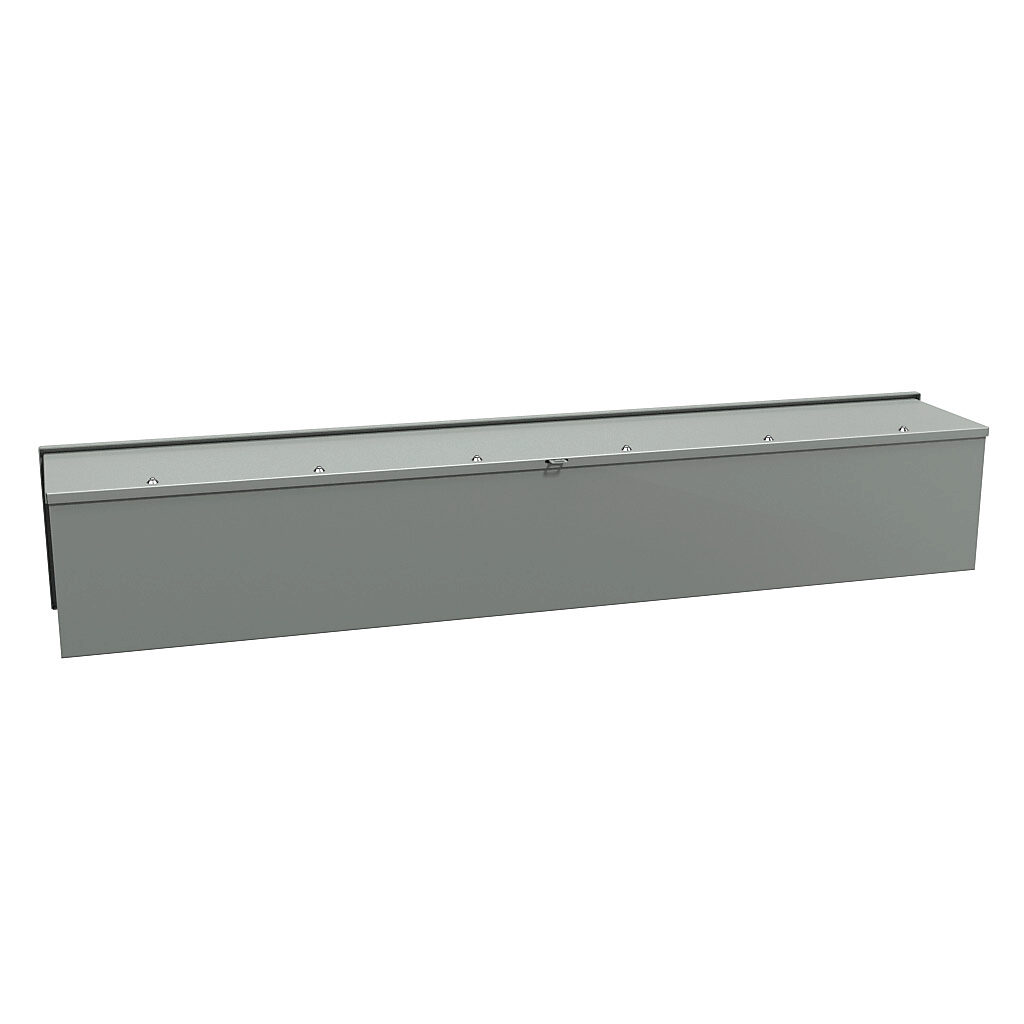 C3RWT1060 - Hammond wiring trough, 10 x 10 x 60in (HxDxL), NEMA 3R, wall mount, carbon steel, ANSI 61 gray, powder coat finish, screw cover.