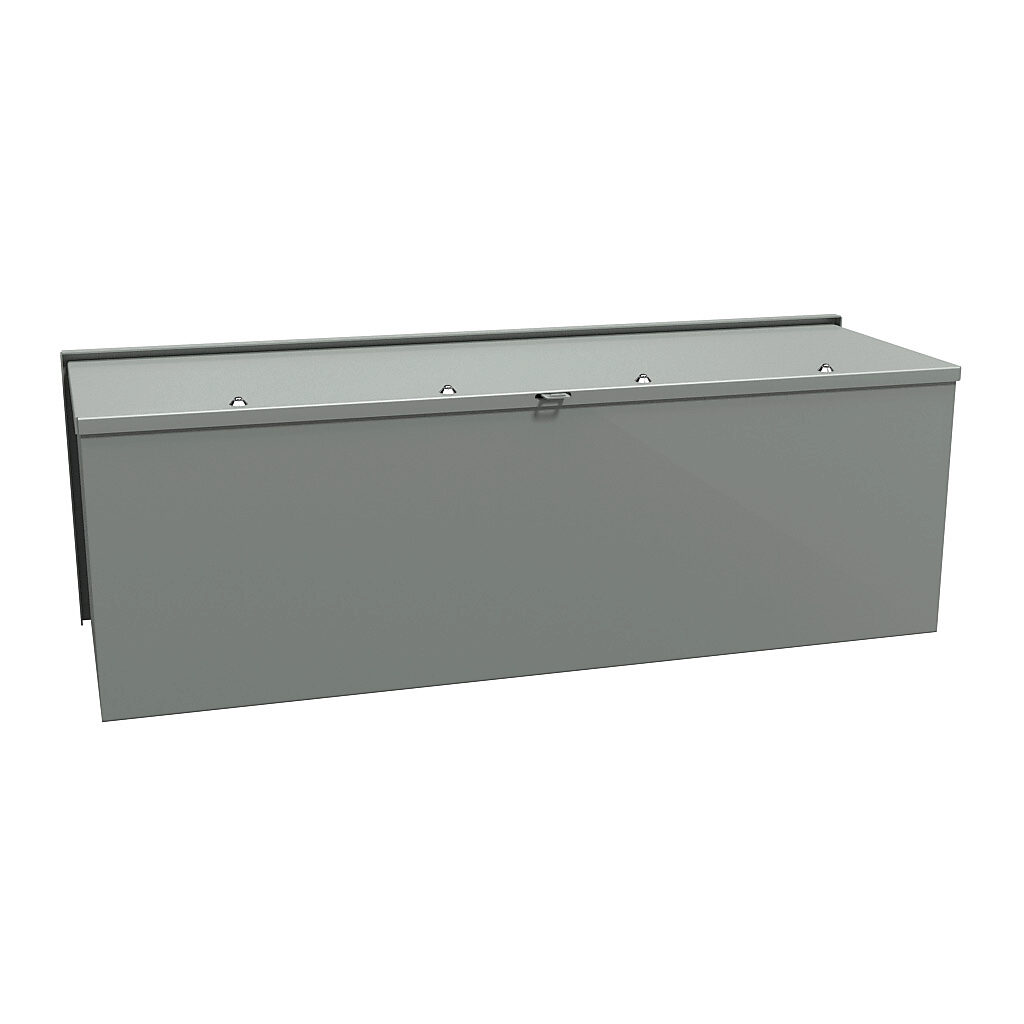 C3RWT1236 - Hammond wiring trough, 12 x 12 x 36in (HxDxL), NEMA 3R, wall mount, carbon steel, ANSI 61 gray, powder coat finish, screw cover.