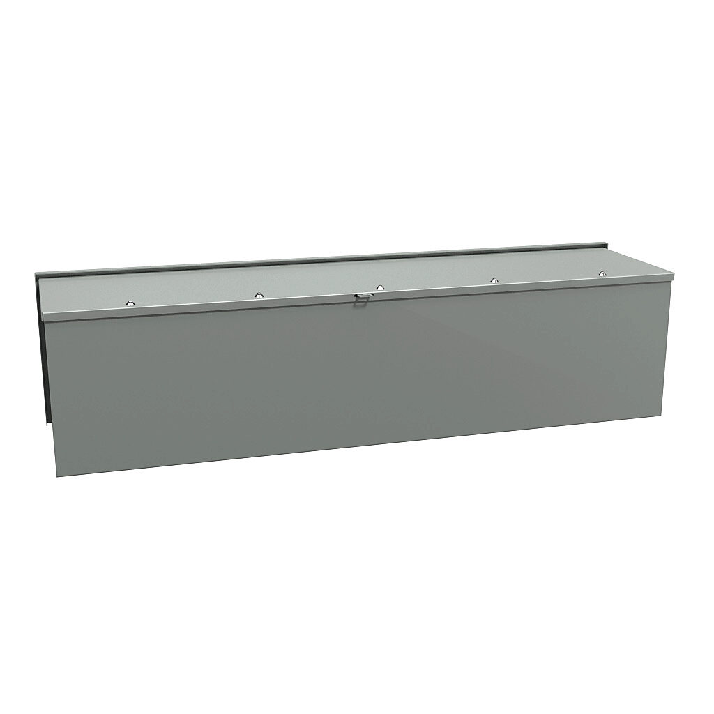 C3RWT1248 - Hammond wiring trough, 12 x 12 x 48in (HxDxL), NEMA 3R, wall mount, carbon steel, ANSI 61 gray, powder coat finish, screw cover.