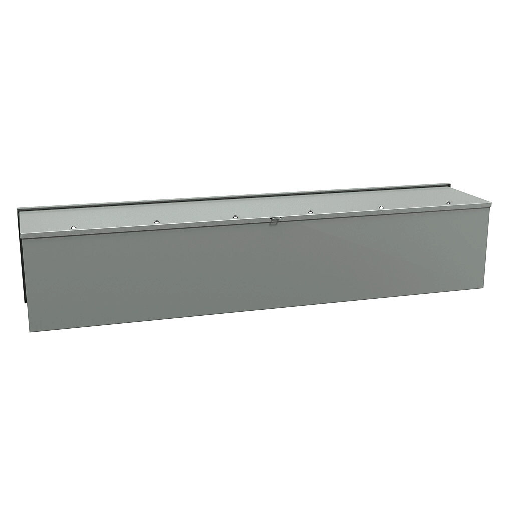 C3RWT1260 - Hammond wiring trough, 12 x 12 x 60in (HxDxL), NEMA 3R, wall mount, carbon steel, ANSI 61 gray, powder coat finish, screw cover.
