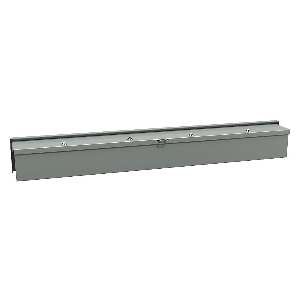 C3RWT436 - Hammond wiring trough, 4 x 4 x 36in (HxDxL), NEMA 3R, wall mount, carbon steel, ANSI 61 gray, powder coat finish, screw cover.